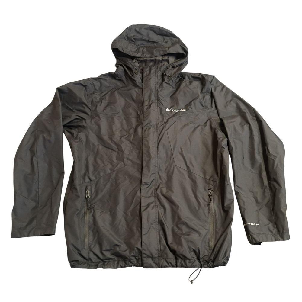 Columbia Rain Jacket Mens L Black Omni-Tech Interchange Shell WM0572 Waterproof